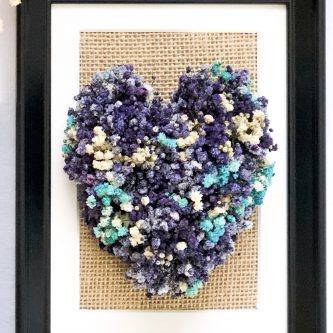 Mavi Siyah Kalp Dekorlu Pano ( El Yapımı)