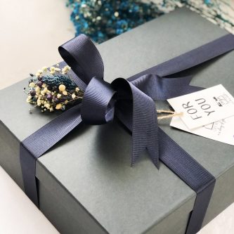 Lacivert Grogren Kurdele Tasarımlı Mukavva Kutu